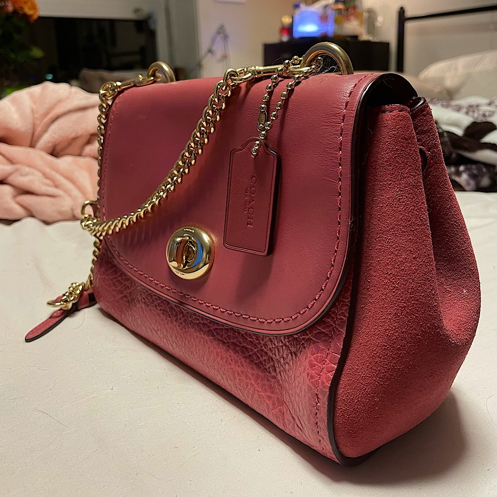 Pink Coach Leather Faye Carryall Crossbody Purse